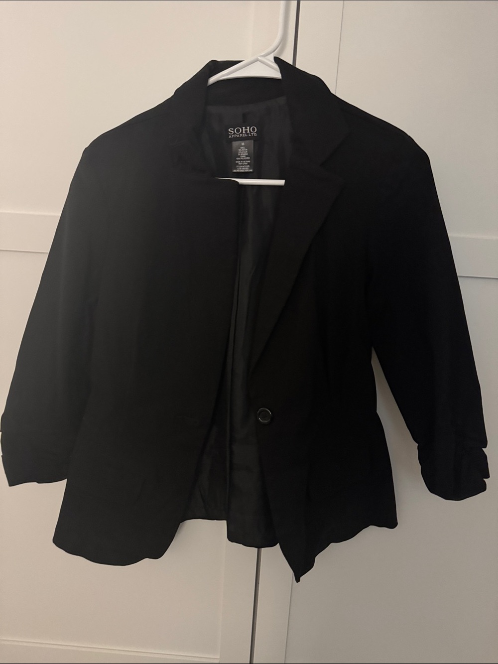 Soho Black Women's Single-Button Blazer Jacket